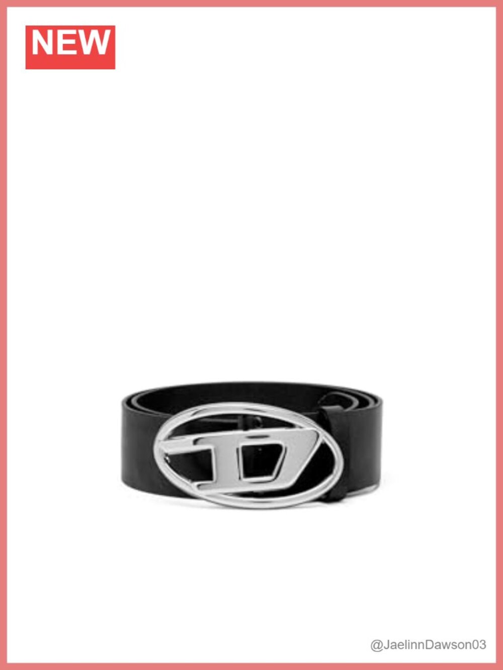 Italian Leather Belt with Silver Oval D Logo Buckle